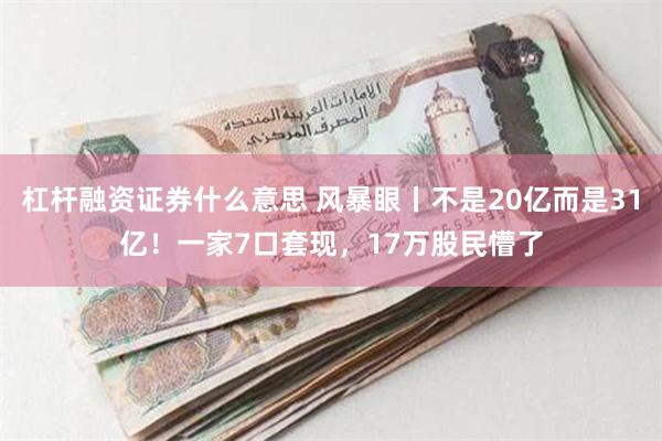 杠杆融资证券什么意思 风暴眼丨不是20亿而是31亿！一家7口套现，17万股民懵了