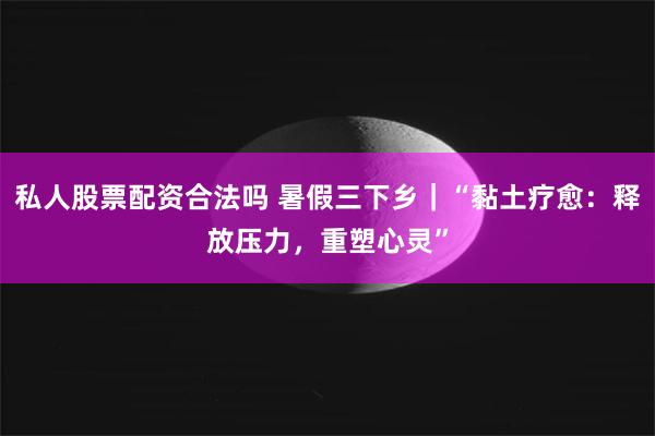 私人股票配资合法吗 暑假三下乡｜“黏土疗愈：释放压力，重塑心灵”