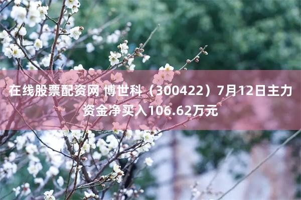 在线股票配资网 博世科（300422）7月12日主力资金净买入106.62万元